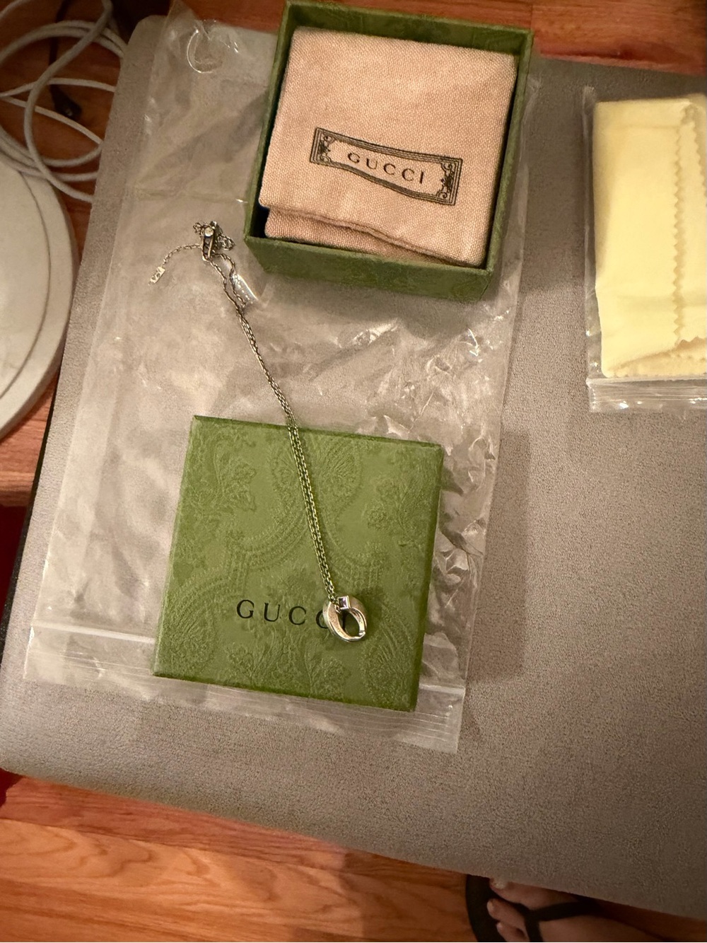 Authentic Gucci Silver Ring Pendant Necklace
